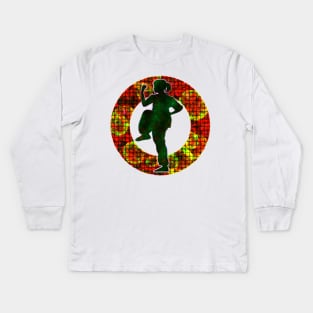 Tai Chi Posture Over Woven Ring Kids Long Sleeve T-Shirt